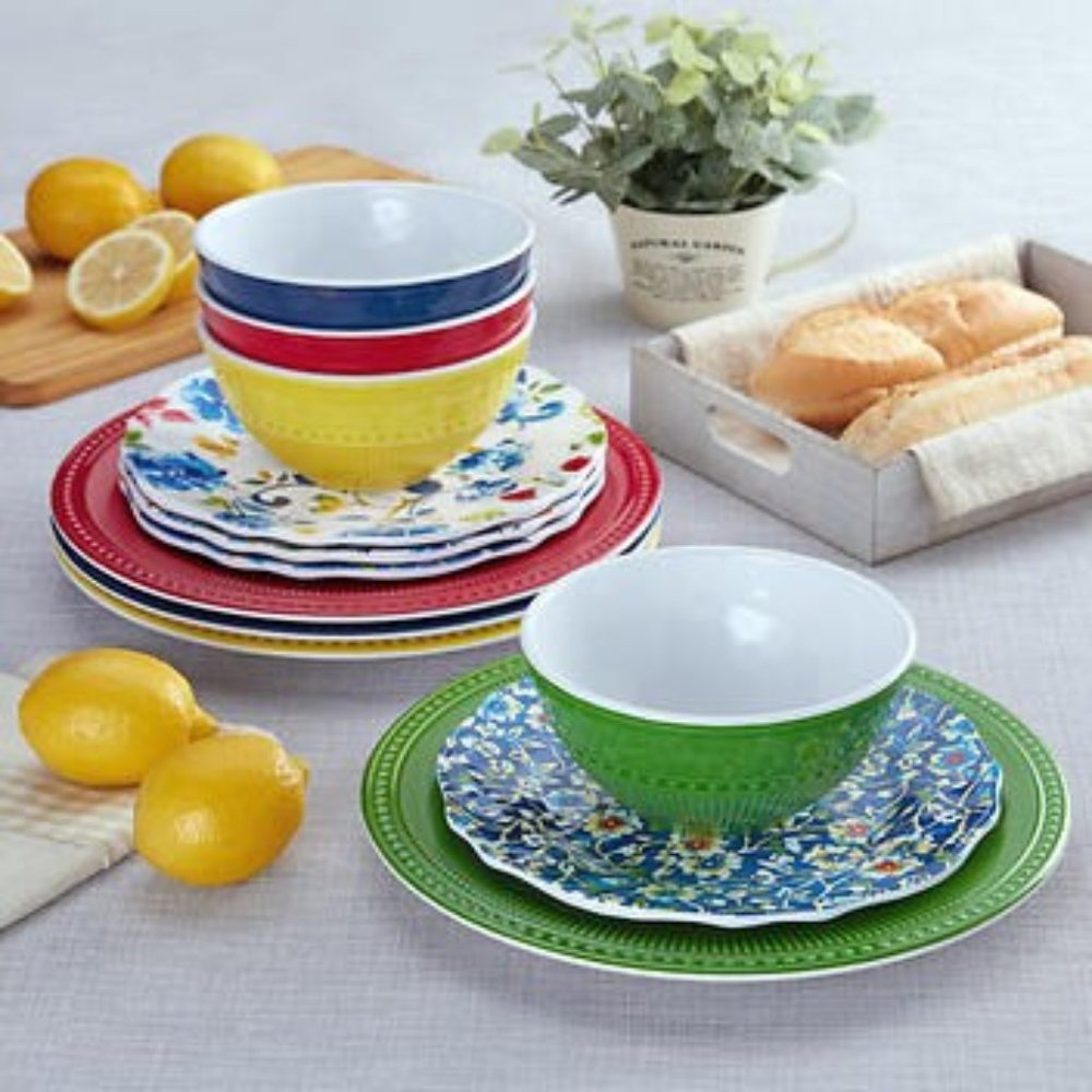 New Pandex Melamine Indigo Floral 12-piece Dinnerware Set